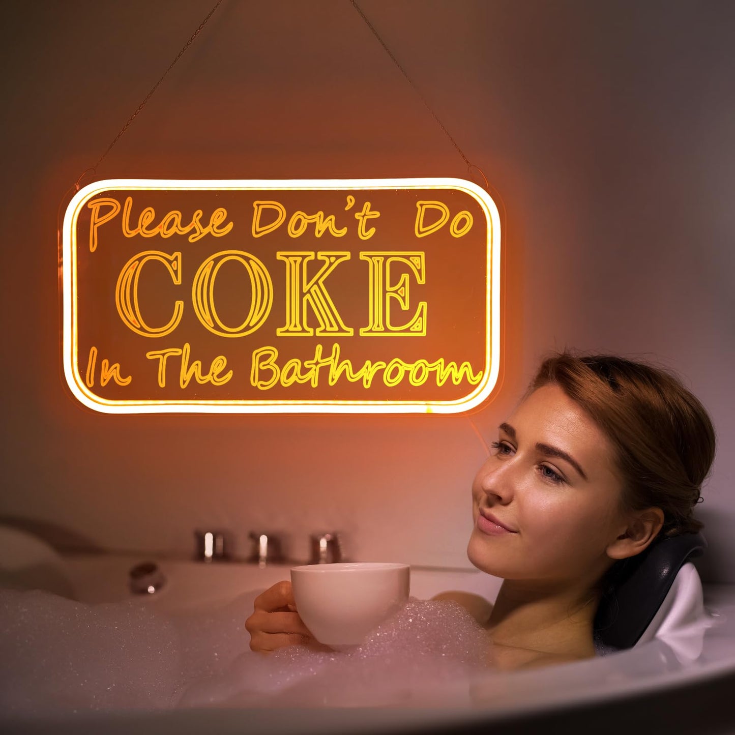 welltodo Neon Sign for Wall Decor, Acrylic, Adjustable Brightness, 15.95x8.75 inches, Rectangle Orange