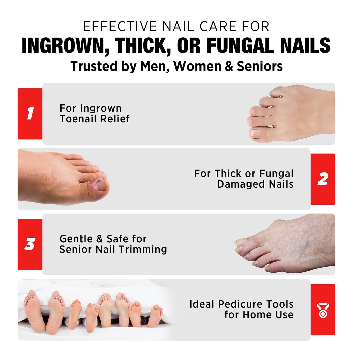 Treatonic Ingrown Toenail Clipper Removal Kit - Toenail Clippers for Thick, Fungal-Damaged, Curved Nails with Lifter & File, Lon