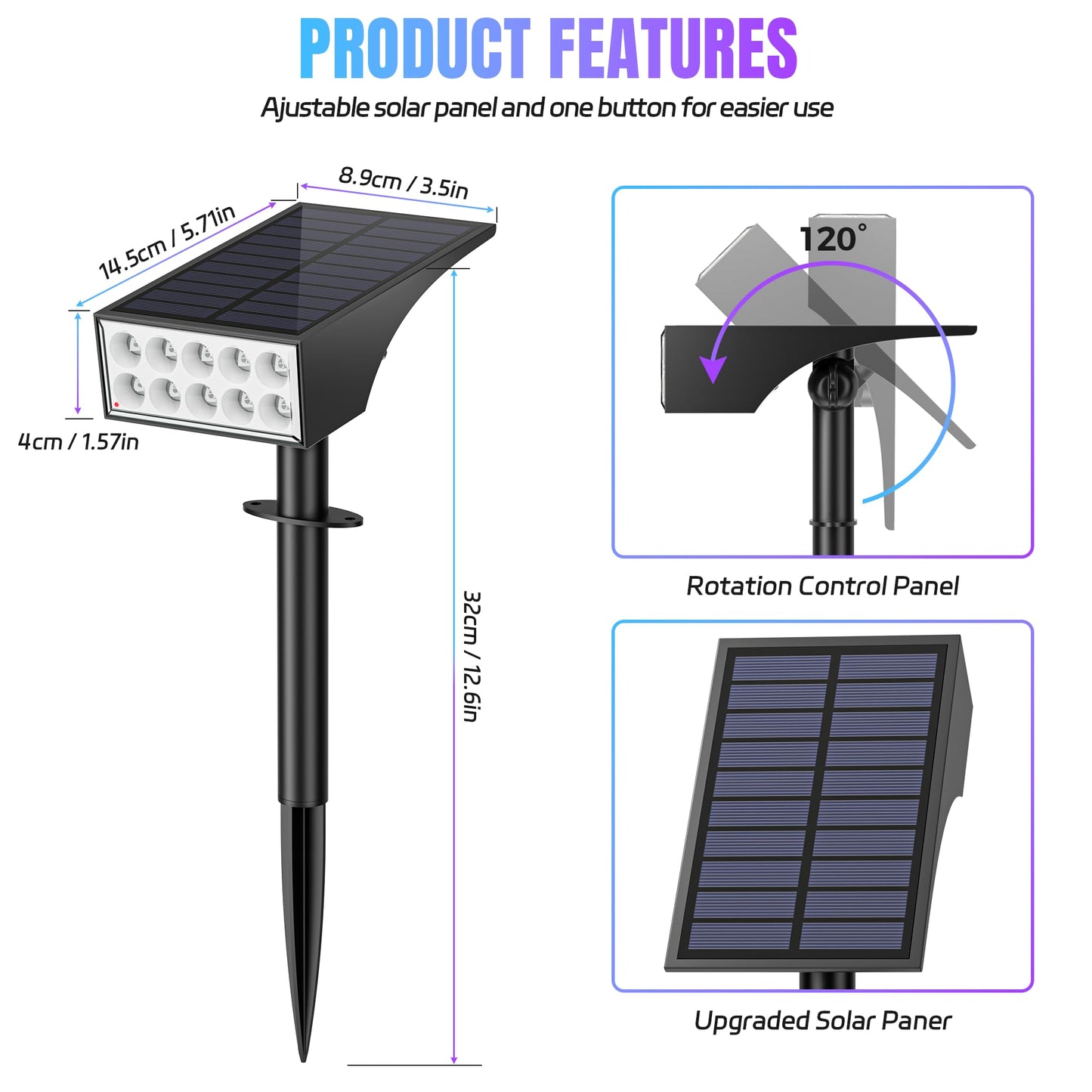 Wenaty Solar Spot Lights Outdoor Color Changing  [7 Mode/6 Pack] Christmas Landscape Spotlights  Solar Lights Outdoor Waterproof Led Powered Flood Light For Halloween Pathway Yard Garden Tree Walkway