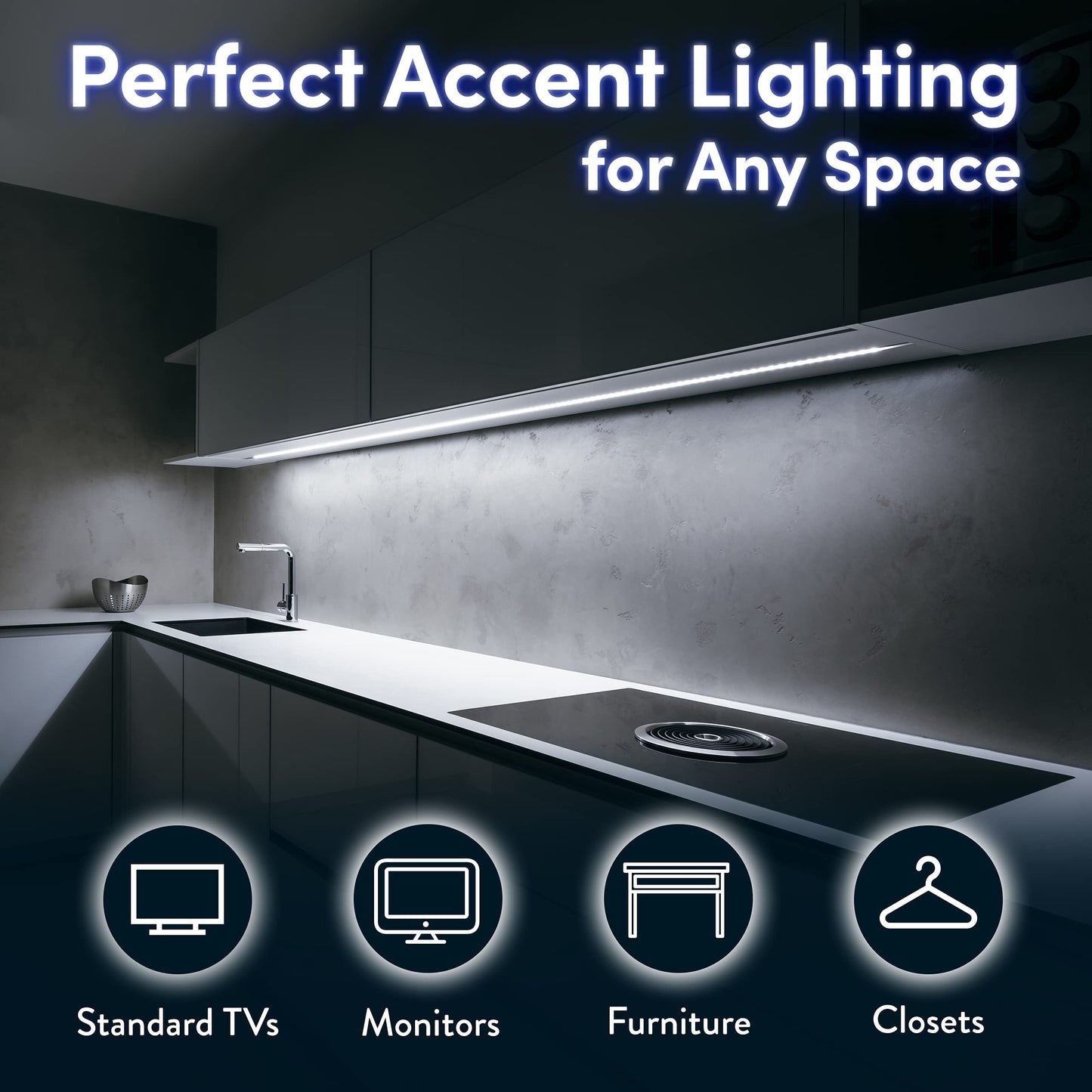 Power Practical Led Lights For Tv Backlight - Luminoodle  Usb Powered Tv Led Light Strip W/ Bias Ambient Lighting For Home Theater - True White - Size (24-29  Tv)