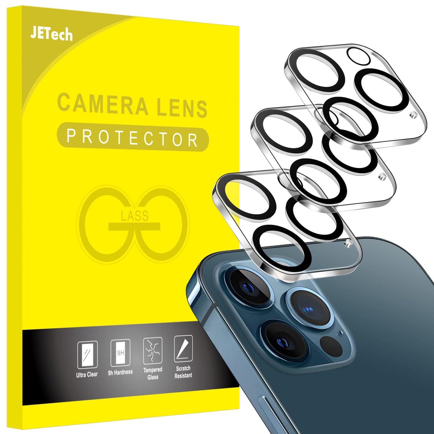 Jetech Camera Lens Protector For Iphone 12 Pro 6.1-Inch, 9H Tempered Glass, Hd Clear, Anti-Scratch, Case Friendly, Does Not Affe
