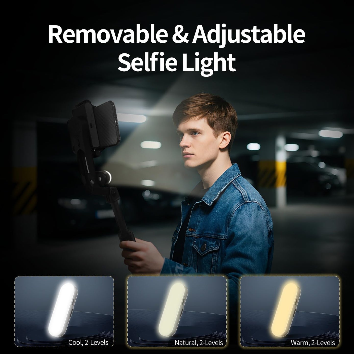 Toallin Gimbal Stabilizer For Smartphone, With Adjustable Fill Light, Remote Control, Retractable And Foldable Selfie Stick For