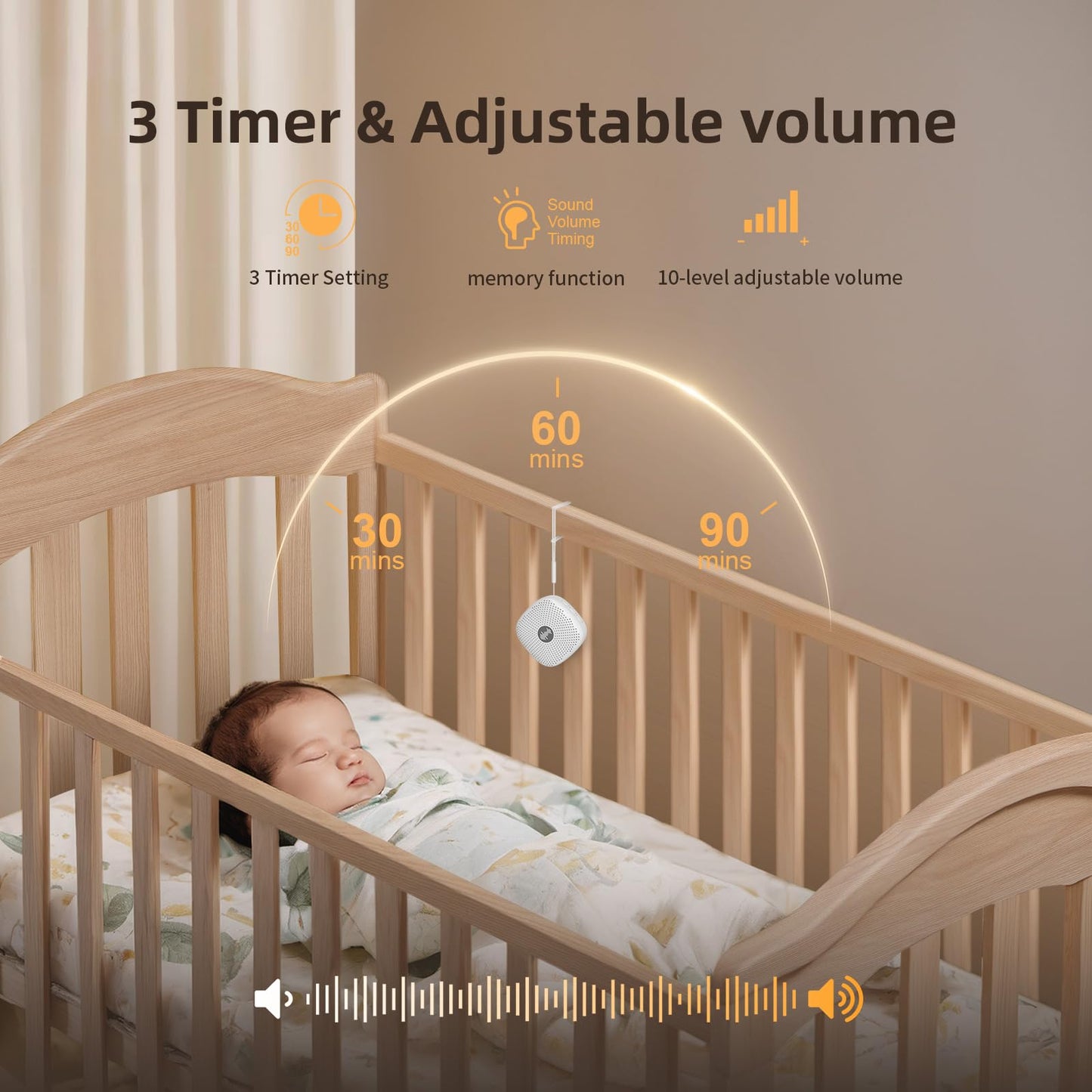 White Noise Machine,Portable Sound Machine for Baby Adult,21Soothing Sound,Auto-Off Timer,Noise Canceling for Office & Sleeping, Compact Size for Home,Travel,Registry,White
