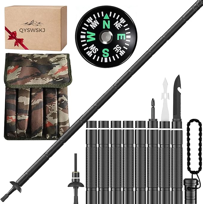 Tactical Hiking Stick, Tactical Walking Stick, Trekking Poles, Hiking Poles, Suitable for Camping, Outdoor Survival Gear, ...