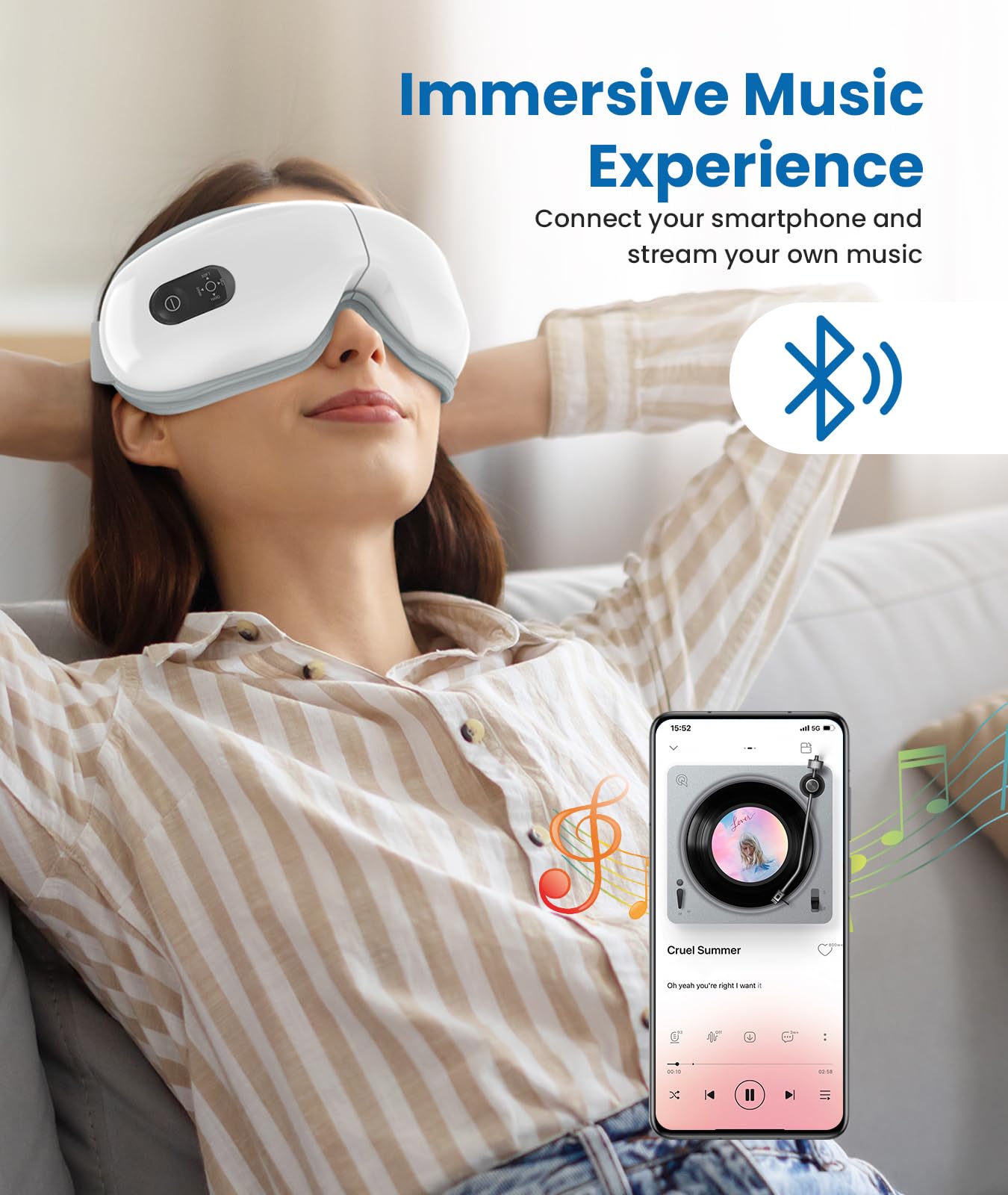 VANI Eyeliber 2 Plus Eye Massager with Remote, Valentines Day Gifts for Him Her Birthday Gifts for Men Women, Headache Massager for Migraines, Heated Eye Mask for Reducing Eye Strain and Dry Eyes