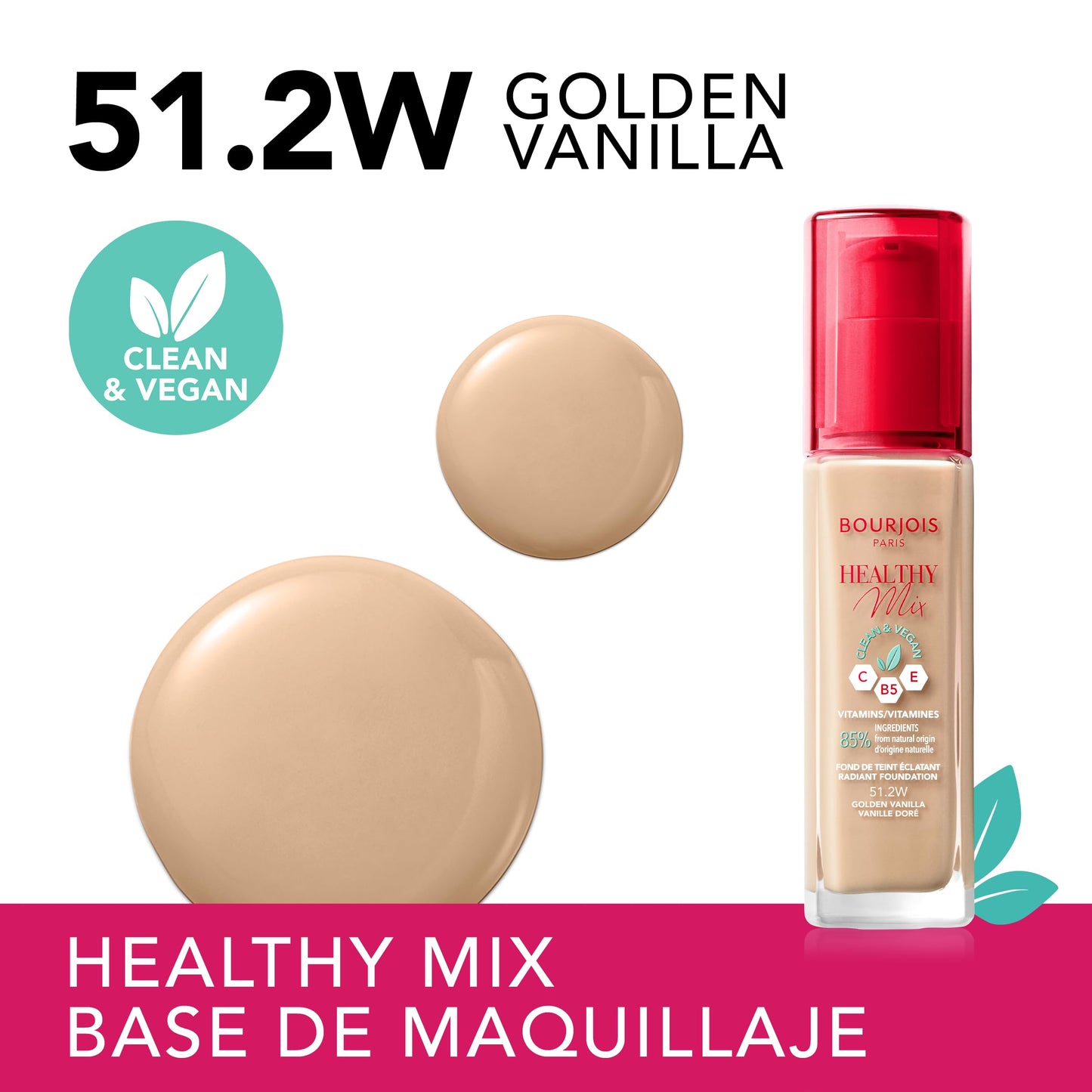 Bourjois Healthy Mix Clean & Vegan Foundation - 51.2W Golden Vanilla