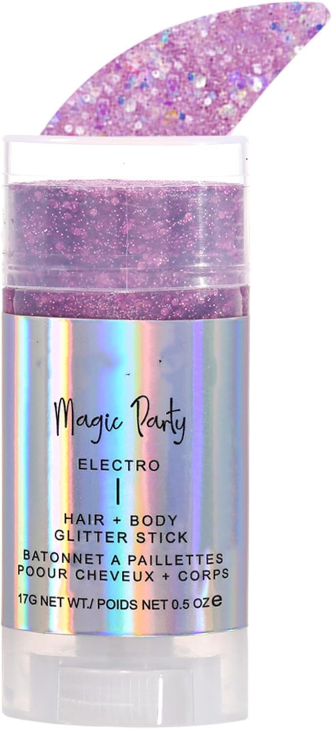 MAEPEOR Body Glitter Stick 6 Colors Holographic Mermaid Sequins Chunky Face Glitter Stick Singer Concerts or Music Festival Rave Body Makeup (Color 01)