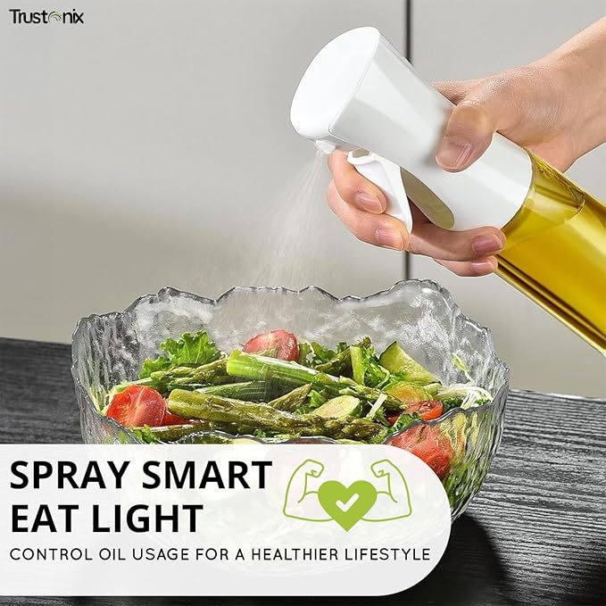 TRUSTONIX-Glass Oil Spray Bottle for Cooking, Baking & Grilling | Mister Oil Sprayer with Fine Mist | Refillable Cooking Oil Spray Bottle for Air Fryer & Salad | Leakproof | Lightweight | 6.7 ounce