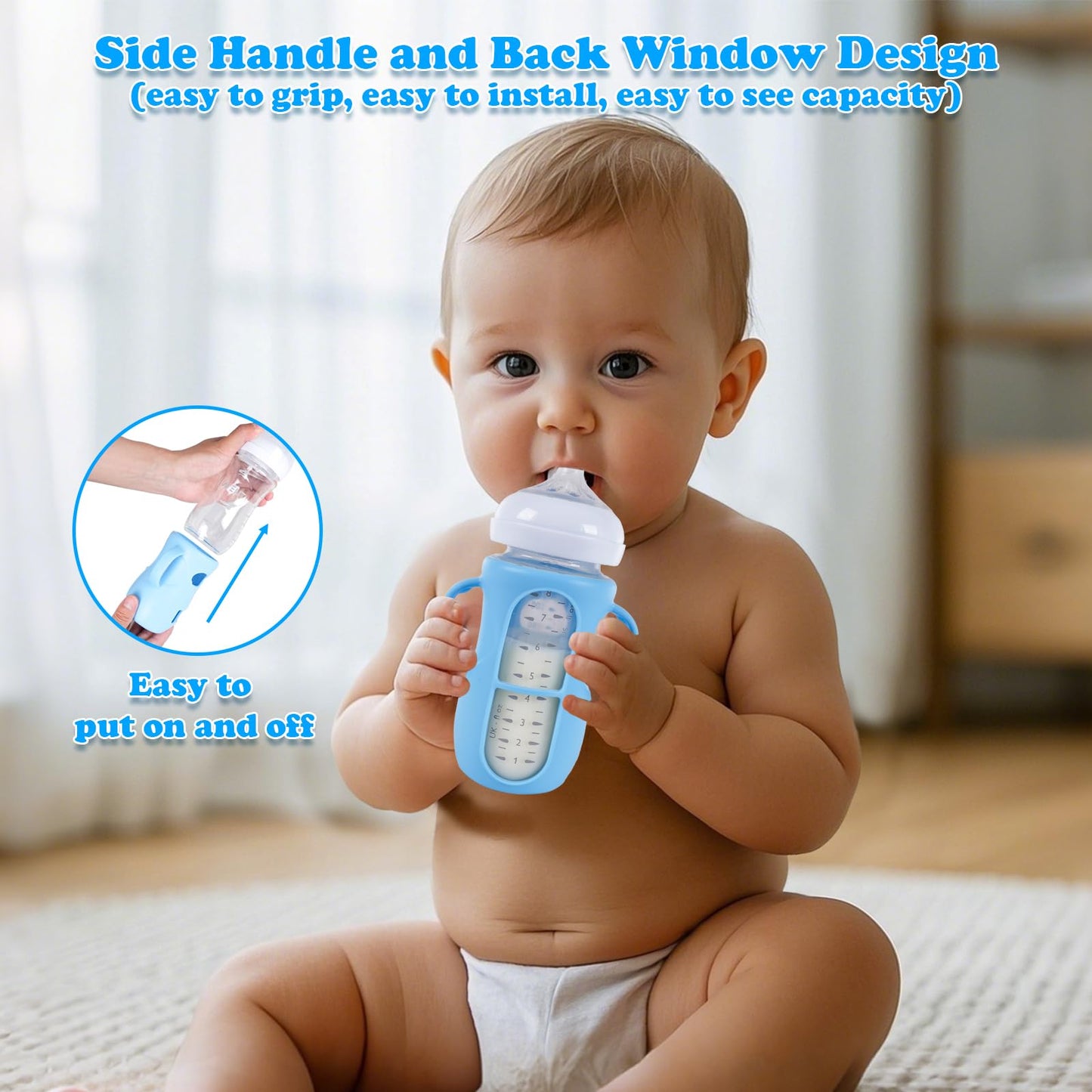 GOGENGEN 4 Pack Silicone Sleeves for Avent Glass Bottle, Anti Breakage Baby Bottles Holder - BPA-Free, Food-Grade, Compatible with Philips Avent Natural Glass Baby Bottles (4 oz)