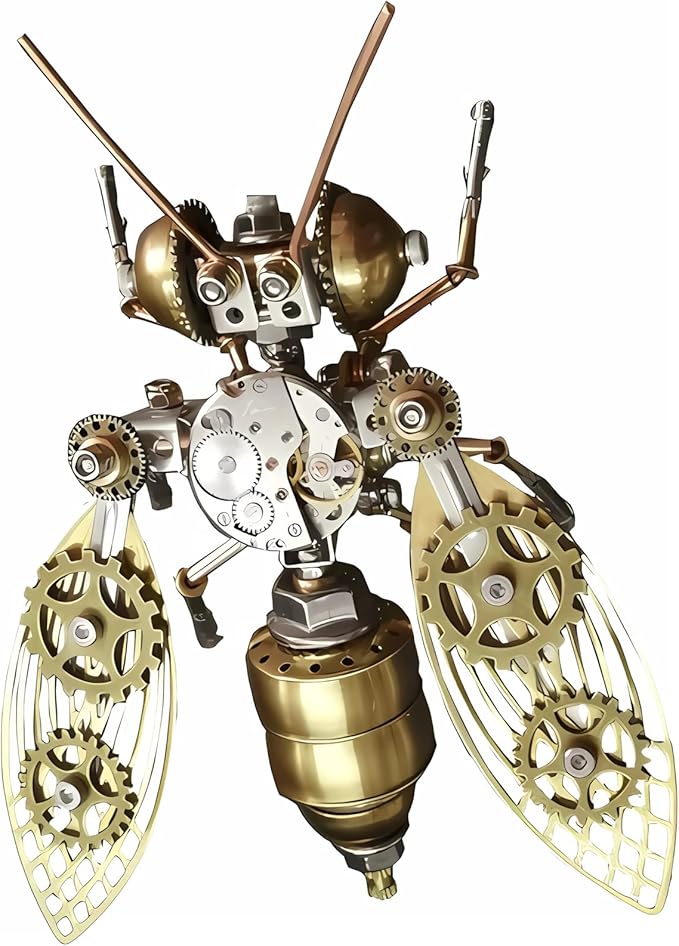 Mechanical Metal DIY 3D Bumblebee Model Kits Puzzle for Adults Insect Brass Puzzle Steampunk Electric Mechanical, Assembly DIY Gift Craft Hobby for Men (Bumblebee)