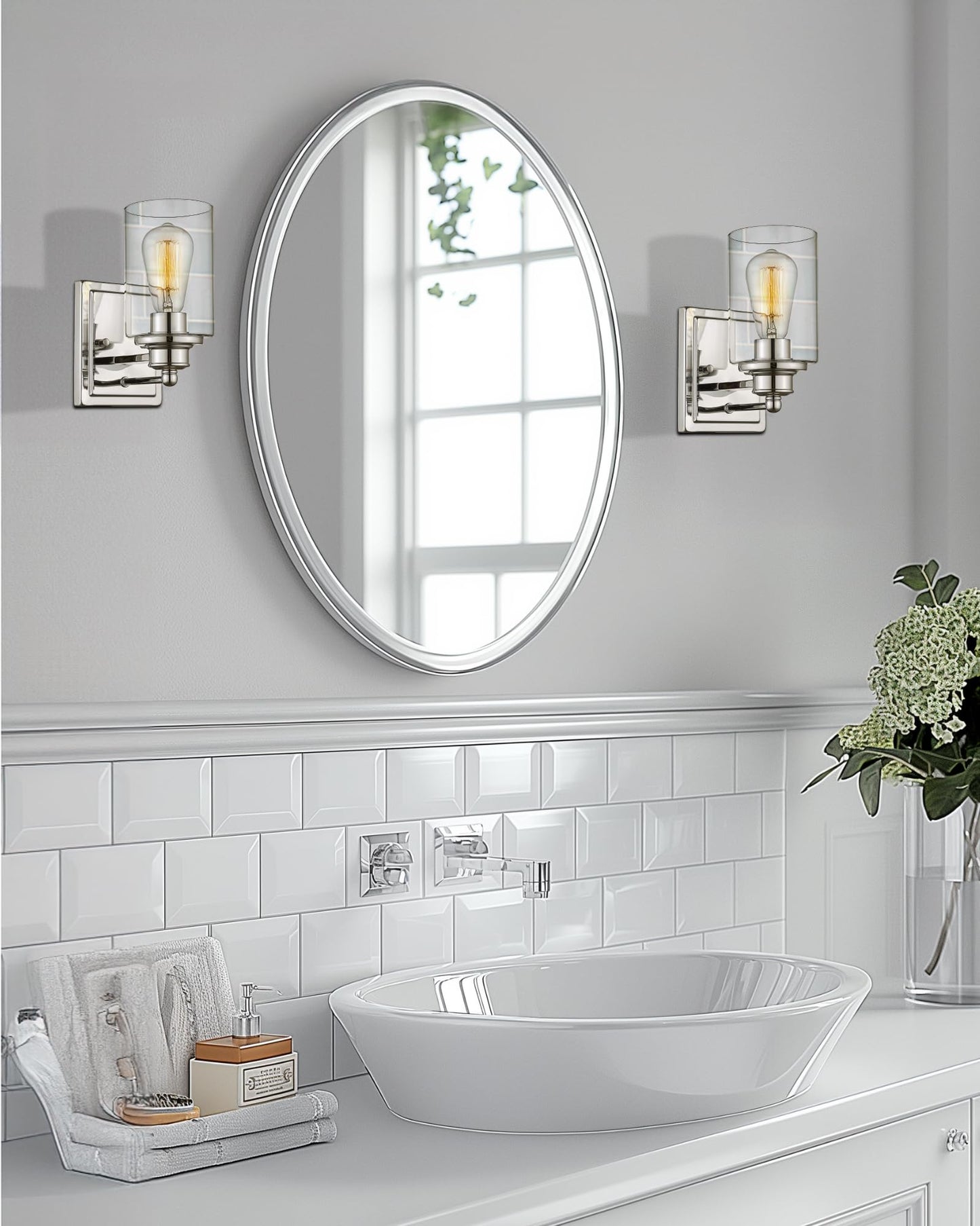 Bathroom Vanity Light Chrome  Hwh Modern Wall Lighting Over Mirror  1-Light Wall Sconce With Clear Glass Shade For Bathroom  Powder Room  Dressing Table  5Hlt63B Ch