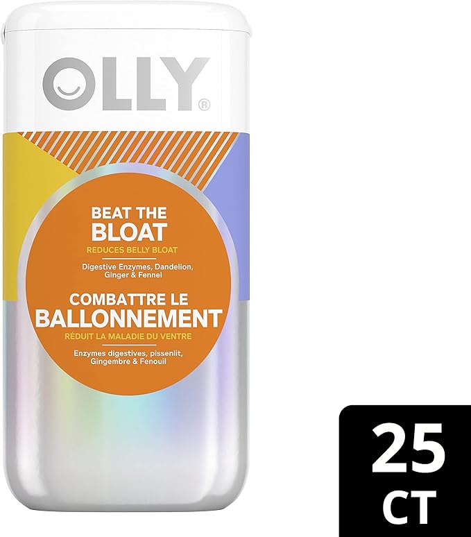 OLLY Metabolism Gummy Rings, Apple Cider Vinegar, Vitamin B12, Chromium, Energy and Digestive Health Chewable Supplement (30 Count) and OLLY Beat The Bloat Capsules, Digestive Support Enzymes, Supplement for Women (25 Count)