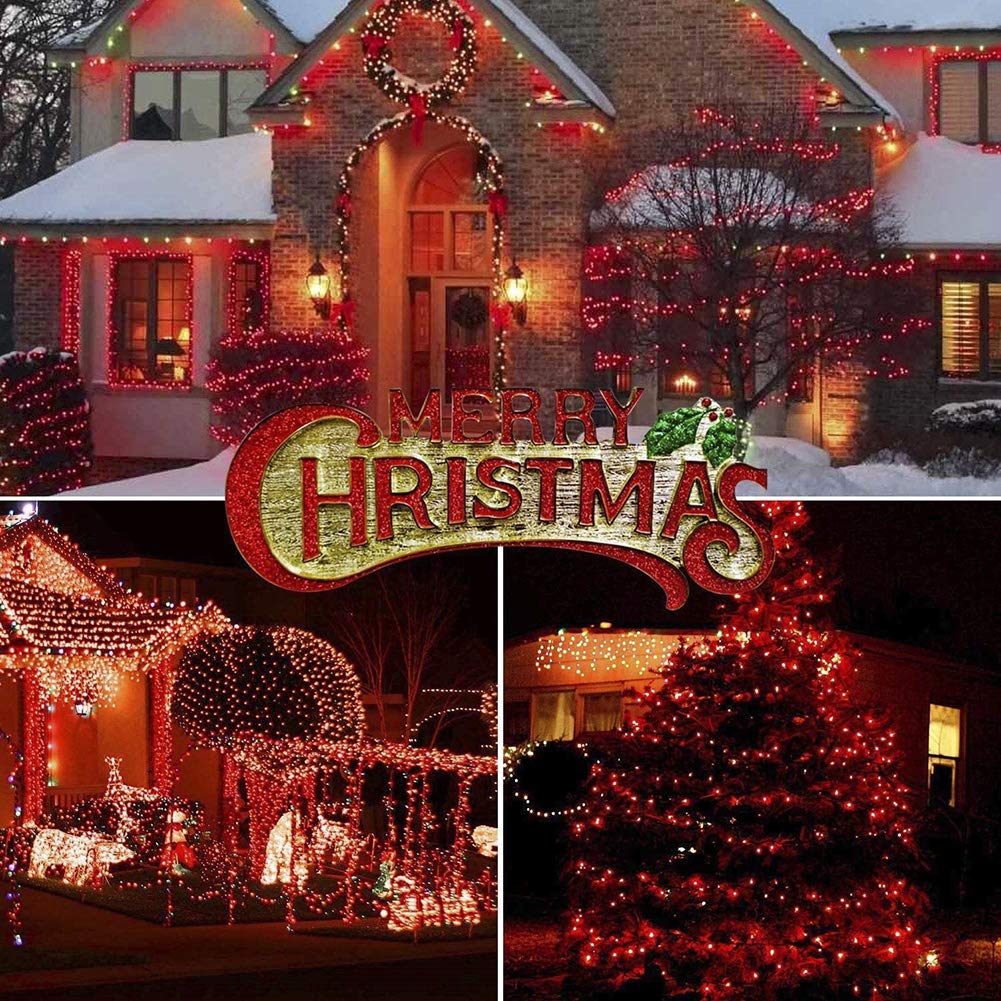 Hopolon 33Ft 100 Leds Halloween String Lights, Waterproof Fairy Lights, Green Wire, 30V Ul Plug, 100L Red For Indoor Outdoor Decoration