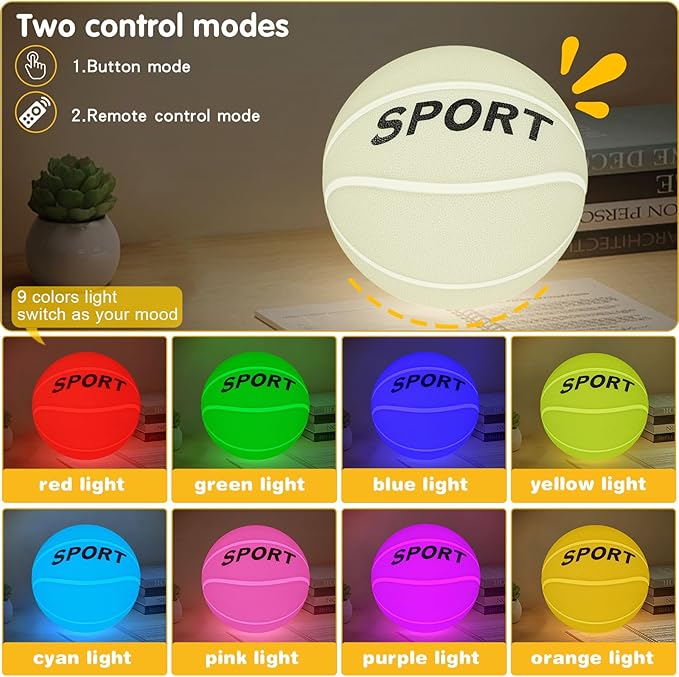 Silicone Night Light for Kids Lamp, 9 Colors with Remote Timer, Dimmable Rechargeable Baby Night Lights for Nursery, Battery Operated Lamp for Bedroom, Girls and Boys, Toddler, Baby Gifts (5.91)