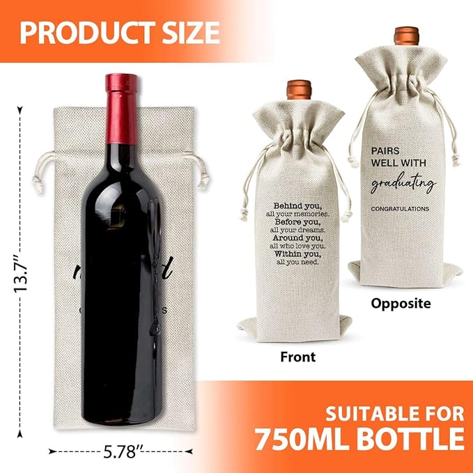 Funny Graduation Gift Wine Bag for Students Friends Masters Nurses College High Student, Inspirational Graduation Gifts for Daughter Son Wine Gift Bag, Wine Champagne Gift Bag With Drawstring