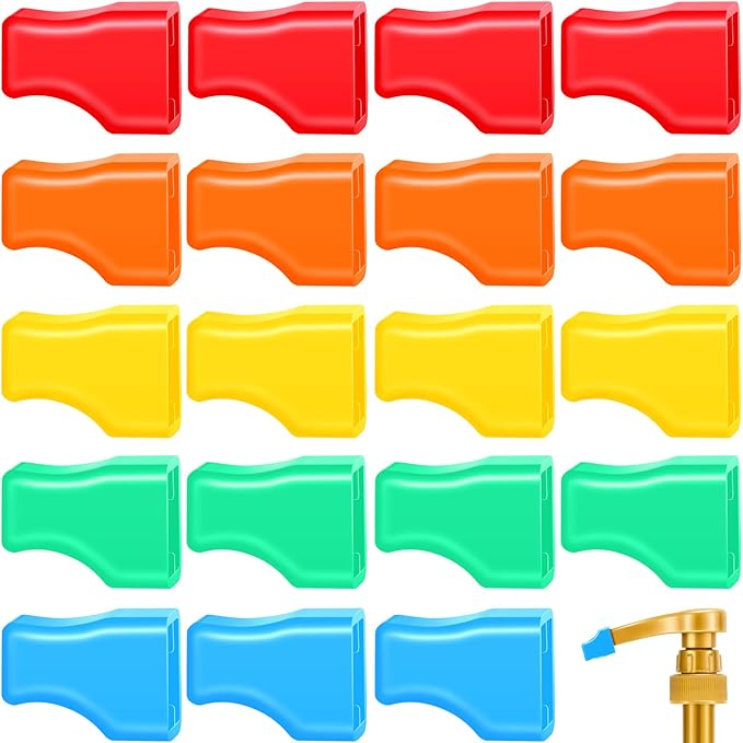 Zhehao 20 Pcs Coffee Syrup Pump Tip Cap Pourer Covers Rubber Caps Fits for Syrup Pump, Pour Dispenser, Oil Liquor Bottle, Keep Sugar Condiments Olive Clean Preserved (Colorful)