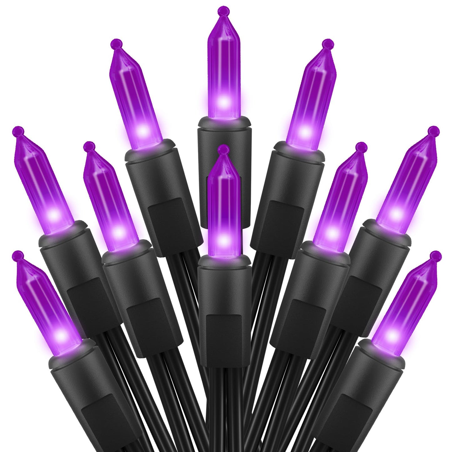 Brightown 2 Pack Purple Mini String Lights, 50 Count Each, 13 Feet, Incandescent Bulbs for Halloween Indoor Decoration