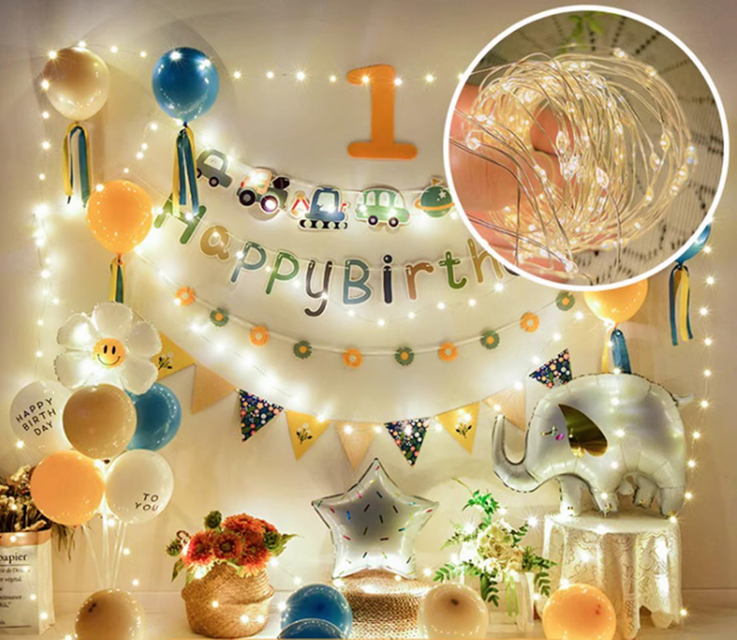 Ranlraka Warm White Led Fairy Lights - 7 Ft Battery Operated, Waterproof Copper Wire, 20 Lights For Diy Wedding, Party, Home Decor