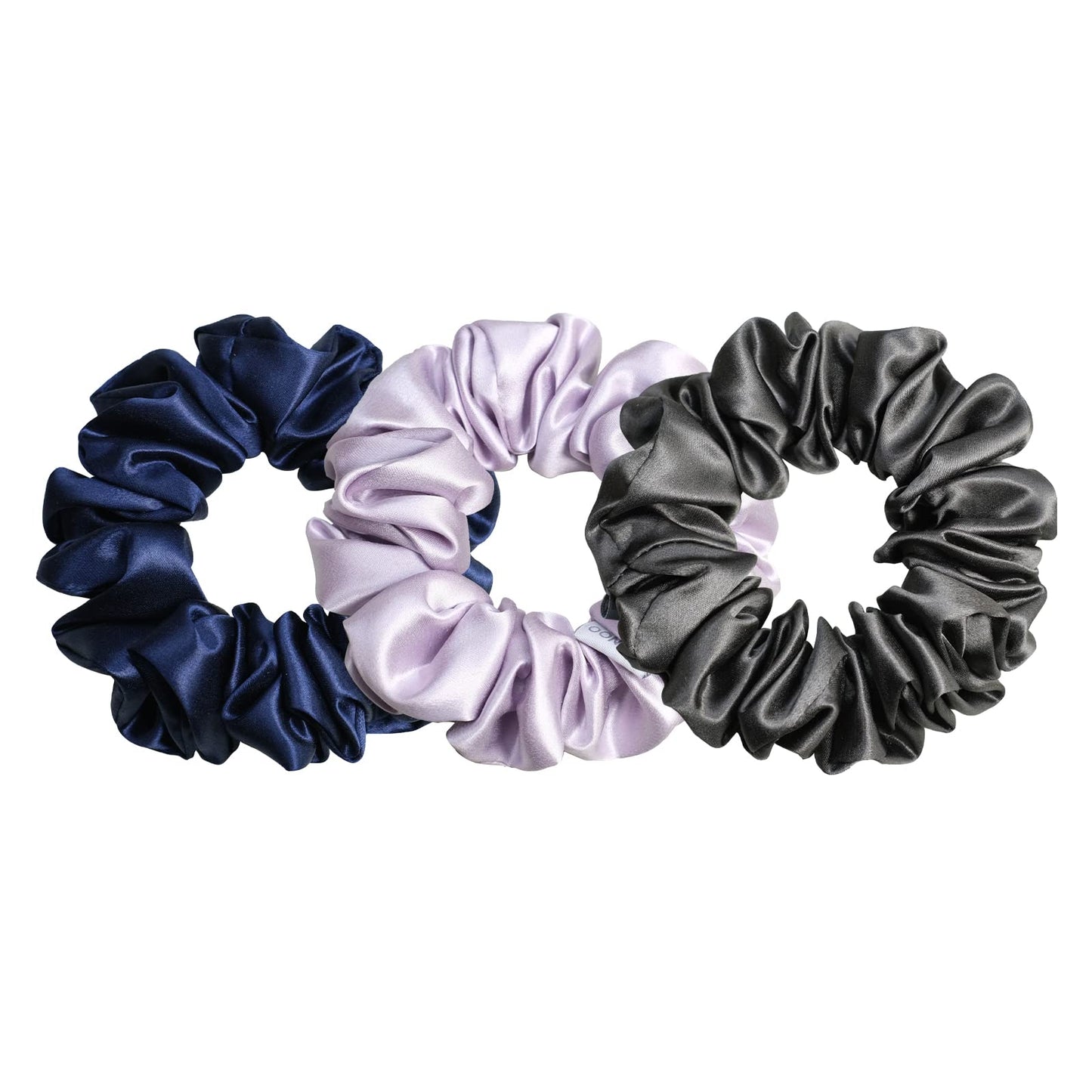 MTSNOO Silk Scrunchies, 3 Count, 100% Pure 22 Momme Mulberry, for Hair Sleep & Curly Hair with Elastic Band, Hair Ties Ropes Scr