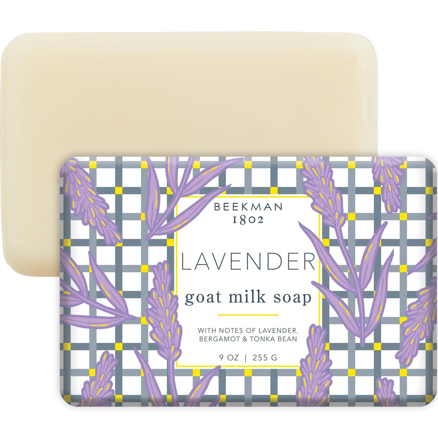 Beekman 1802 Goat Milk Body Soap Bar, Lavender - Scented - 9 oz - Nourishes, Moisturizes & Hydrates - 100% Vegetable Soap with L