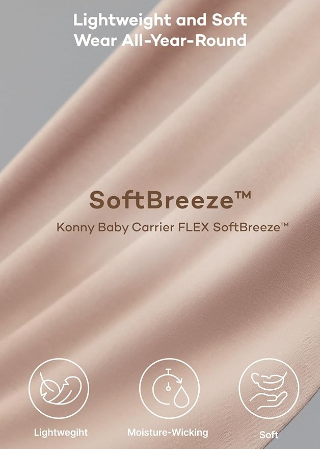 Konny Baby Carrier Flex SoftBreeze with Head Support - Adjustable, Easy to Wear Baby Wrap Sling, Perfect for Newborn Babies Essentials up to 44 lbs (M-4XL) - Blue Grey