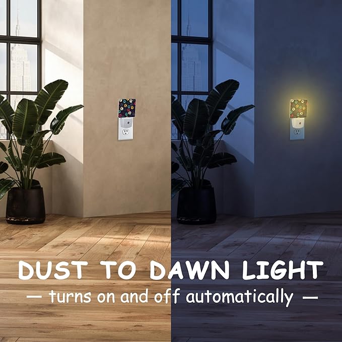 Night Light for Kids Girls Boys,Colorful Animal Footprints LED Night Light Plug into Wall with Dusk to Dawn Sensor for Room Decor,Hallway,Kitchen,Bathroom,Nursery,Stairs