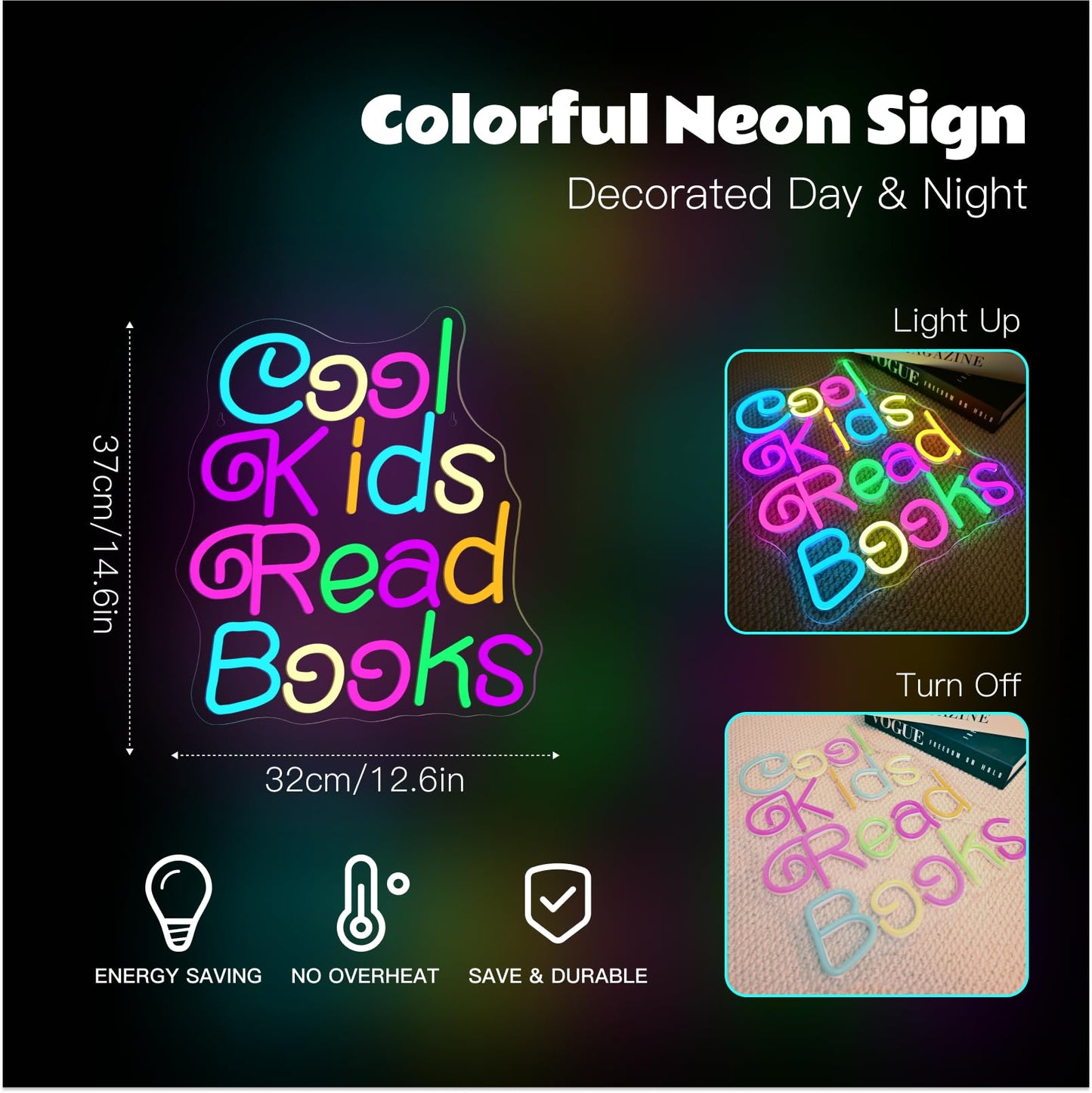 FAXFSIGN Cool Kids Read Books Neon Sign for Wall Decor Reading Neon Light Sign for Classroom Library Bedroom Bookstore School Led Neon Signs Children Students Kids Book Lover Gifts