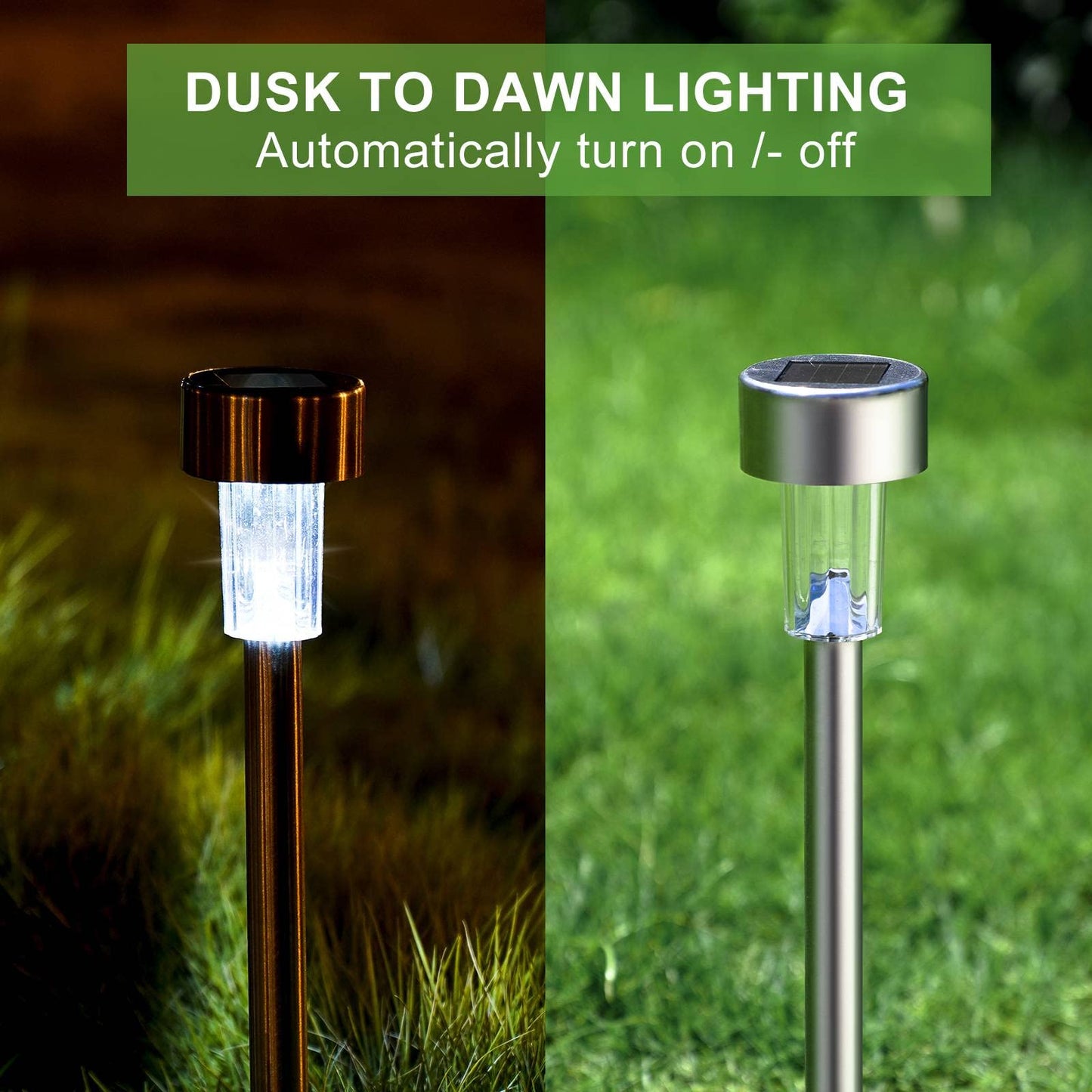 Solar Lights Outdoor Waterproof, Stainless Steel LED Landscape Lighting, Solar Garden Lights, Outdoor Valentines Day Decorations for Yard, Pathway, Walkway, Patio , Lawn - 16 Pack ( Cold White )