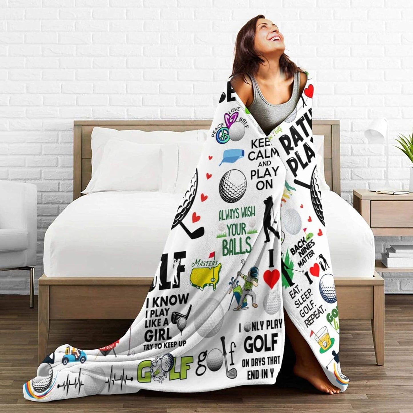 Golf Blanket Gifts Merch for Men Women Soft Flannel Golfing Theme Decor Blanket Bedding Gifts for Golf Lovers Boys Girls Men Women 50"X40"