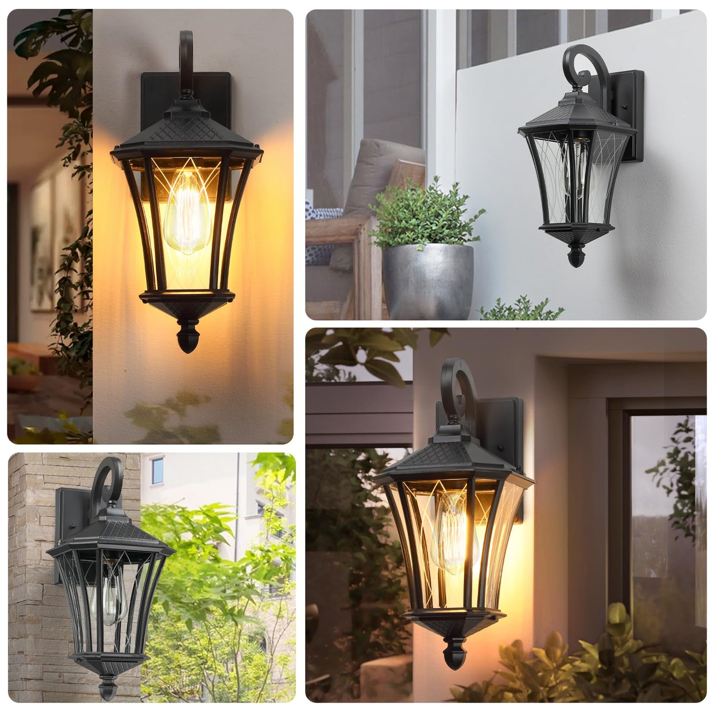 Ysn 19 Large Outdoor Wall Lights 2 Packs  Black Porch Light Fixture Exterior Sconce Light  Retro Outdoor Lighting Fixtures Wall Mount  Waterproof Outdoor Lights For House Garage Yard