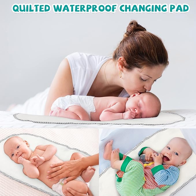 Chumia 12 Pack Baby Waterproof Changing Pad Liners Portable Baby Changing Mat Soft Flannel Cotton Reusable Table Cover Liners for Boys Girls