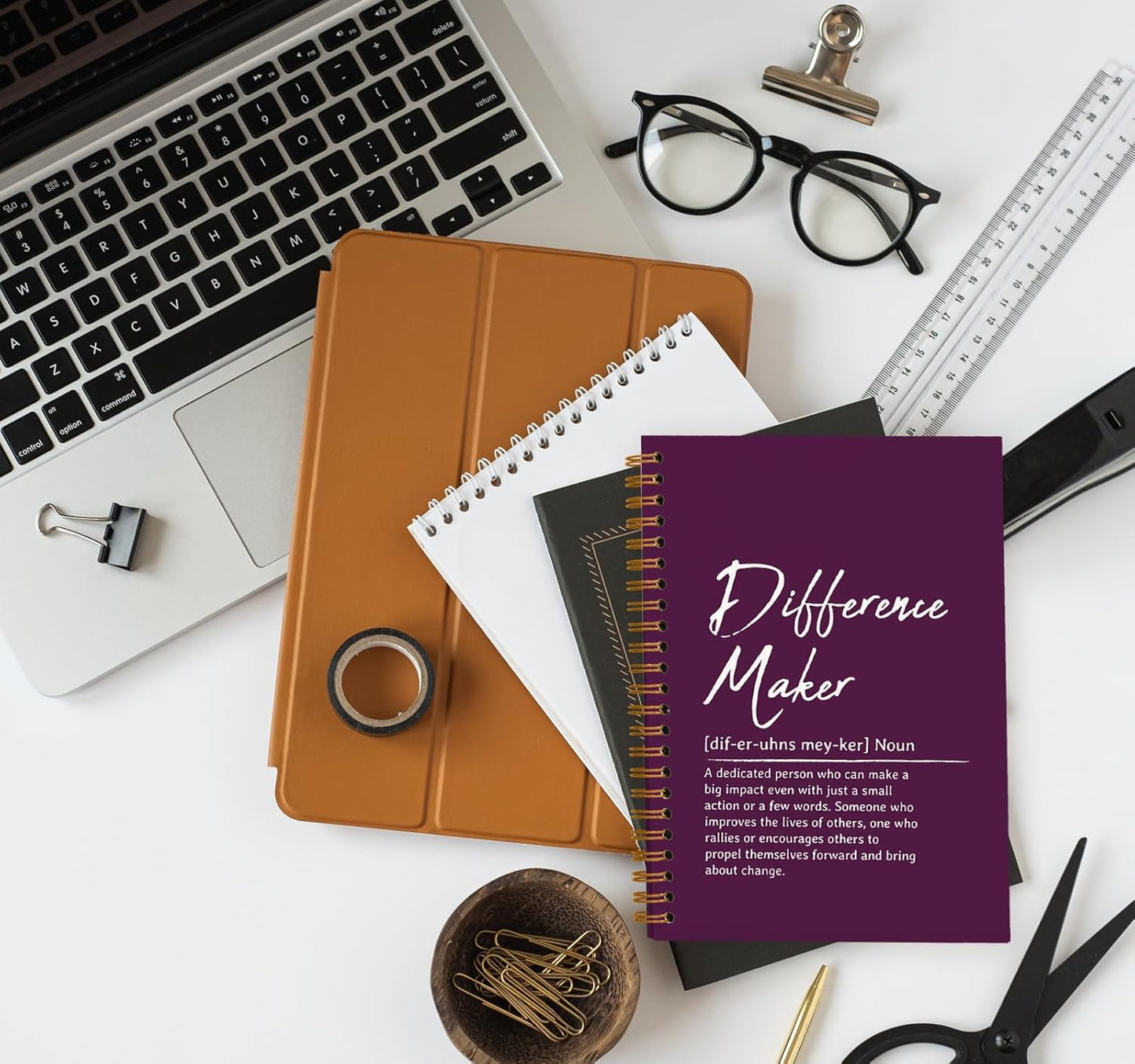 OXW Purple Meeting Notebooks for Work, Difference Maker Gift Office Work Notebook Journal for Writing Note Taking, Thank You Gifts for Women Men Leader Boss Mentor Manager Principal, 5.5"x8.3"