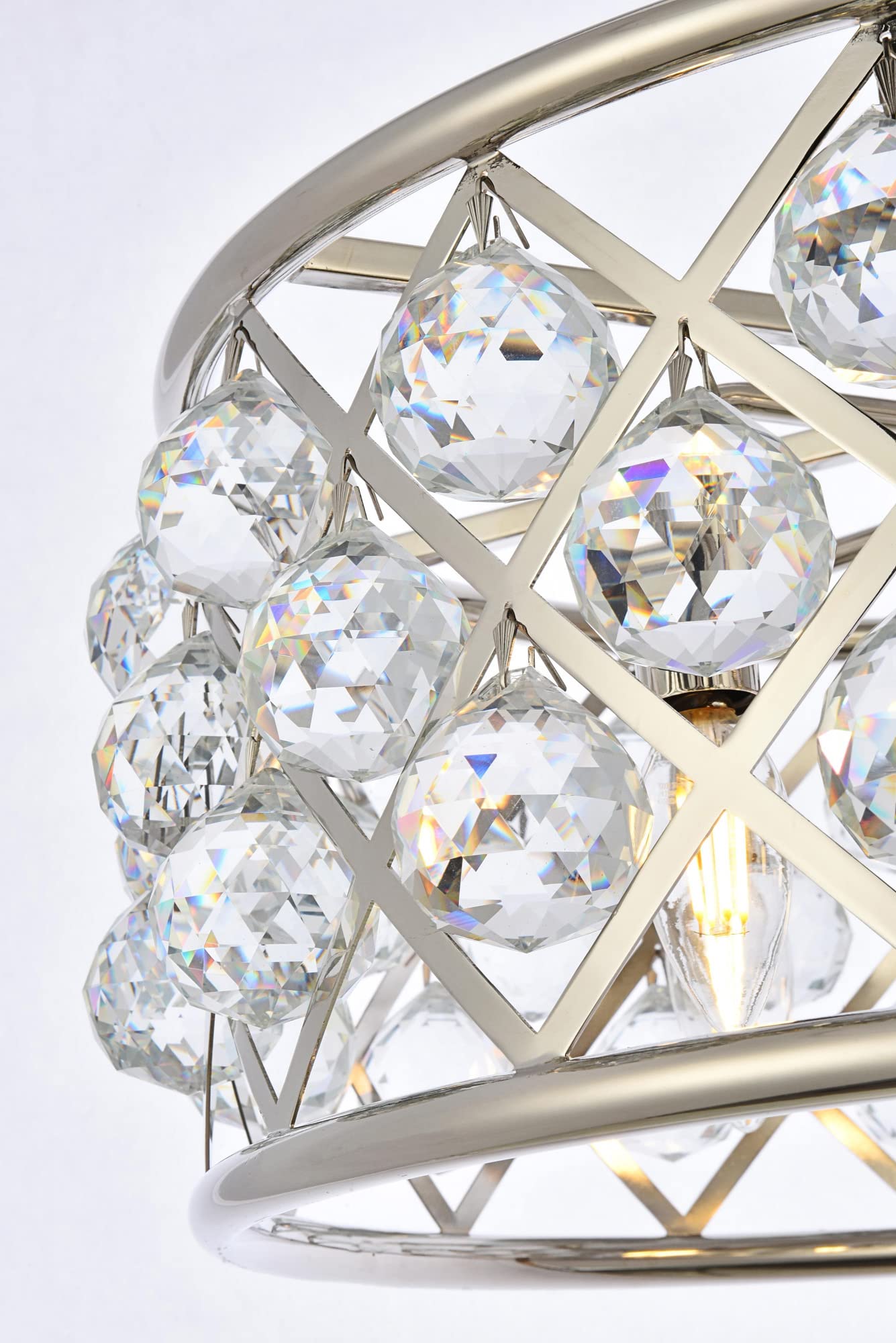 Elegant Lighting Madison Collection 5-Light Pendant Lamp, 20in Depth x 9in Height, Polished Nickel Finish, Crystal, Model 1214D20PN/RC
