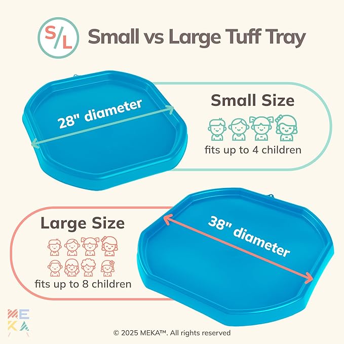 MEKA Tuff Tray for Sensory Play, Sensory Tray for Kids, Toddler Water Table, Tuff Spot Sensory Bin for Toddlers (Blue, Small (28" x 28"))