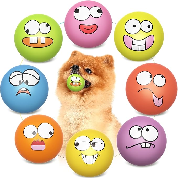 HDSX Squeaky Dog Toys Soft Latex Rubber Squeaky Dog Balls for Puppy Small Pet Dogs (8 Pack) (Round Balls)
