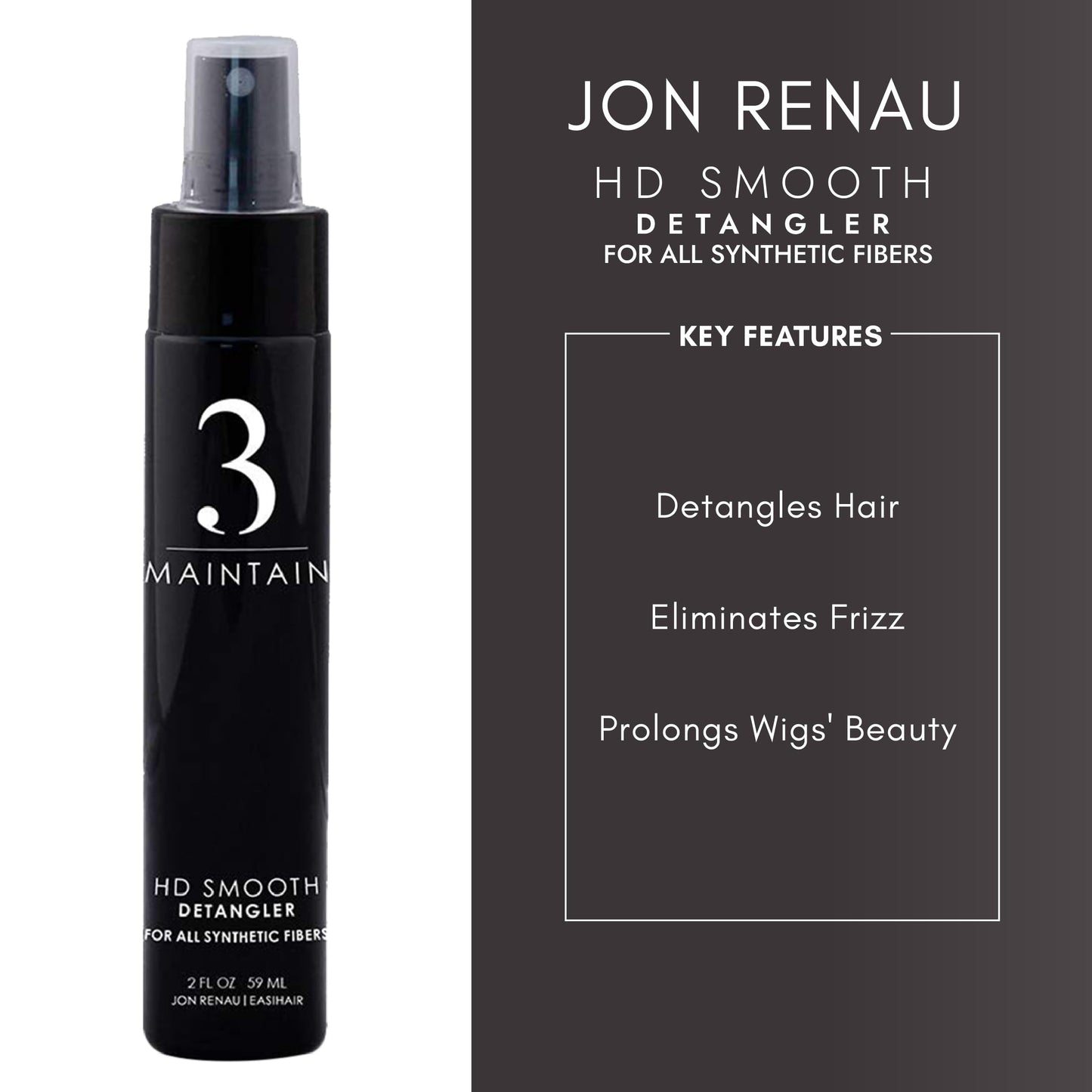 Jon Renau HD Smooth Detangler for Synthetic Wigs, 2 Ounce