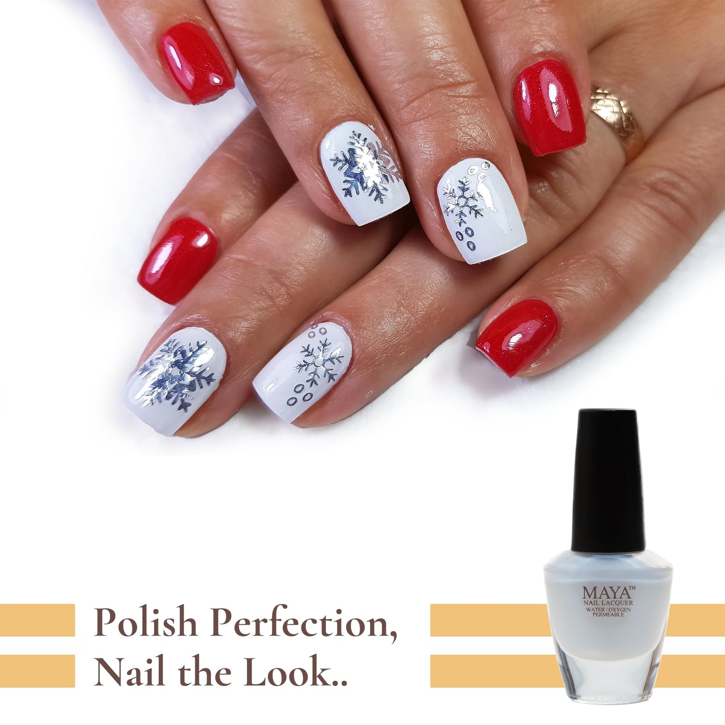 MAYA White Gel Halal Nail Polish - Non Toxic Nail Polish, Vegan and Cruelty Free, Nail Art DIY Manicure at Home, 0.4 fl oz Soak