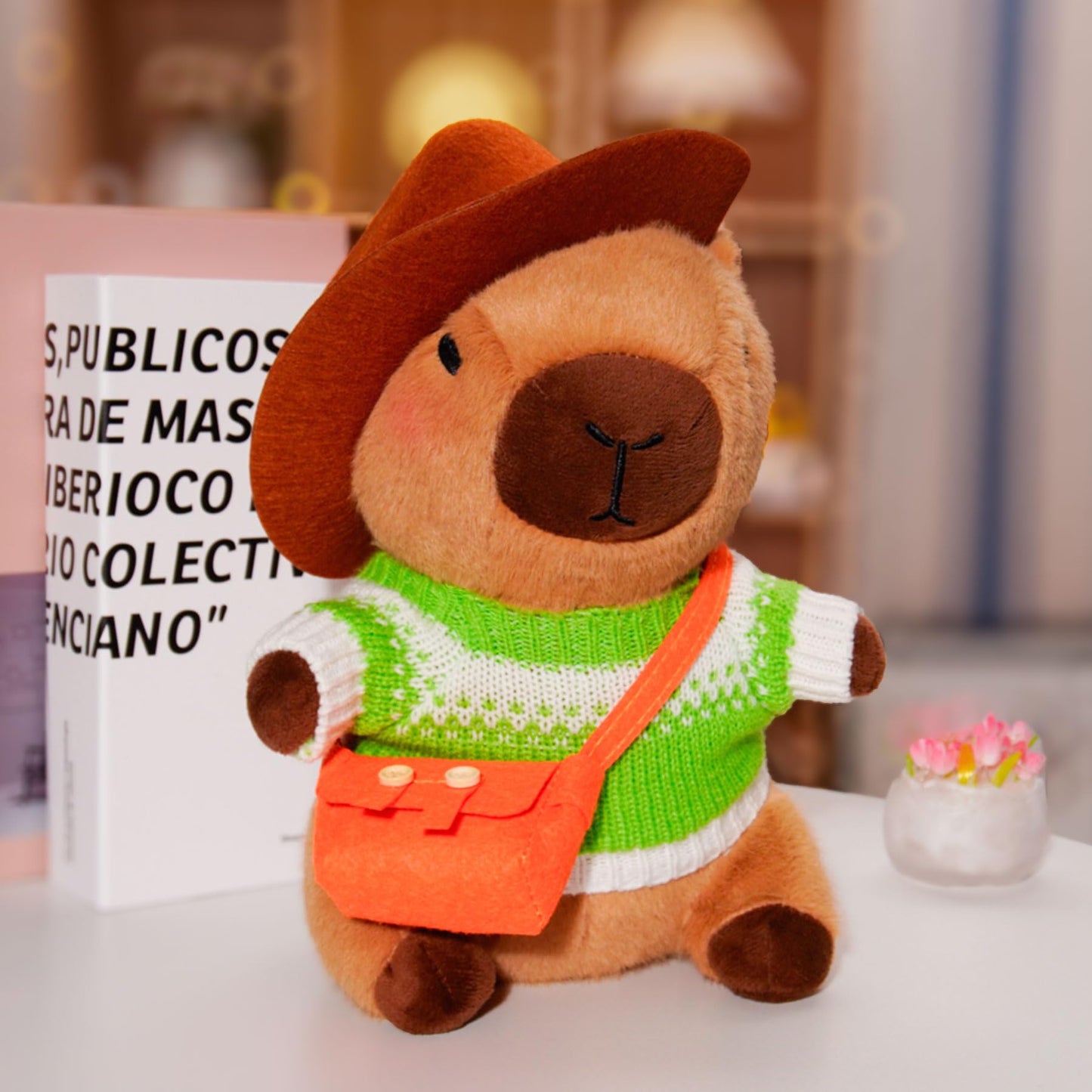 Kireidane Capybara Plush with 9 pcs Clothes & Accessories, 10.2 in Cute Capybara Stuffed Animal Plush Toys, Dress Up Cute Plushies for Girls/Boys