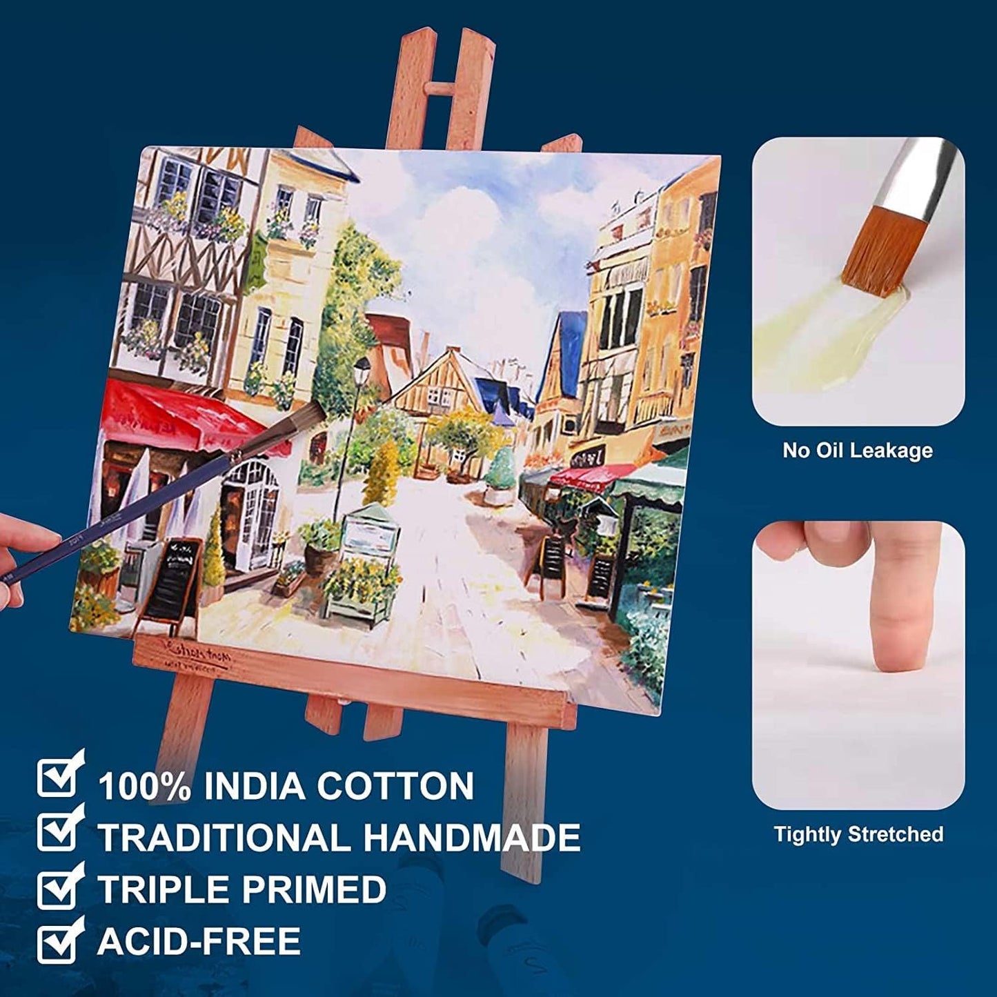 Stretched Canvases for Painting 14x18 Inch 7-Pack, 10 oz Triple Primed Acid-Free 100% Cotton Blank Canvas, Rectangular Canvas for Oil Paint Acrylics Pouring & Wet Art Media