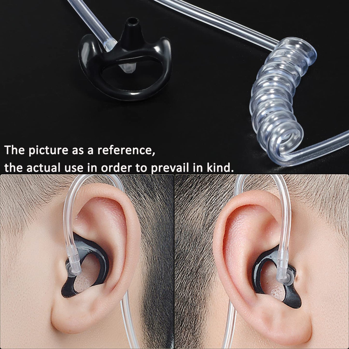 Hys Black Soft Larger Earmold Replacement Ear Pieces Flexible Open Ear Insert Ear Buds For Walkie Talkie Radio Transparent Air A