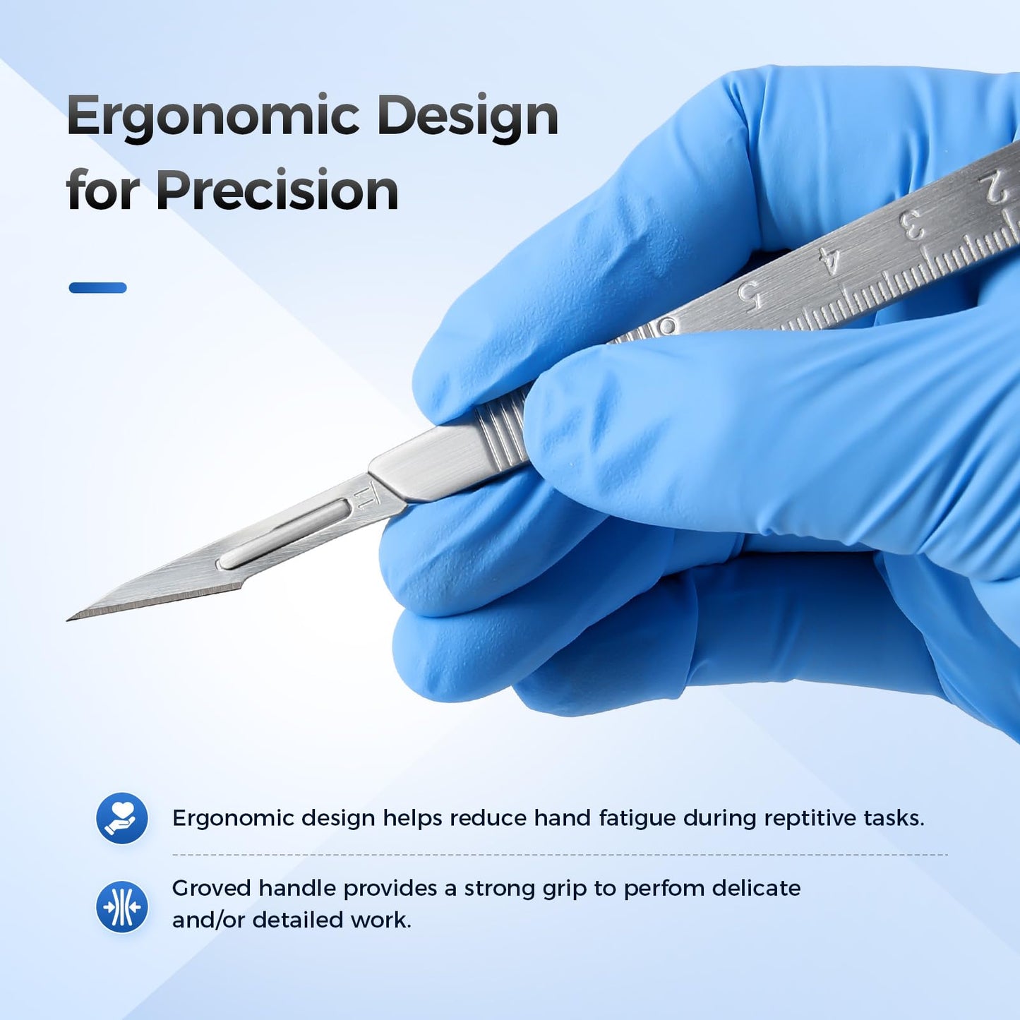 JMU 2 Pcs Scalpel Handle No 3, Stainless Steel Dermaplane Handle for Blades No. 10 10R 11 12 13 14 15 15A and 15C