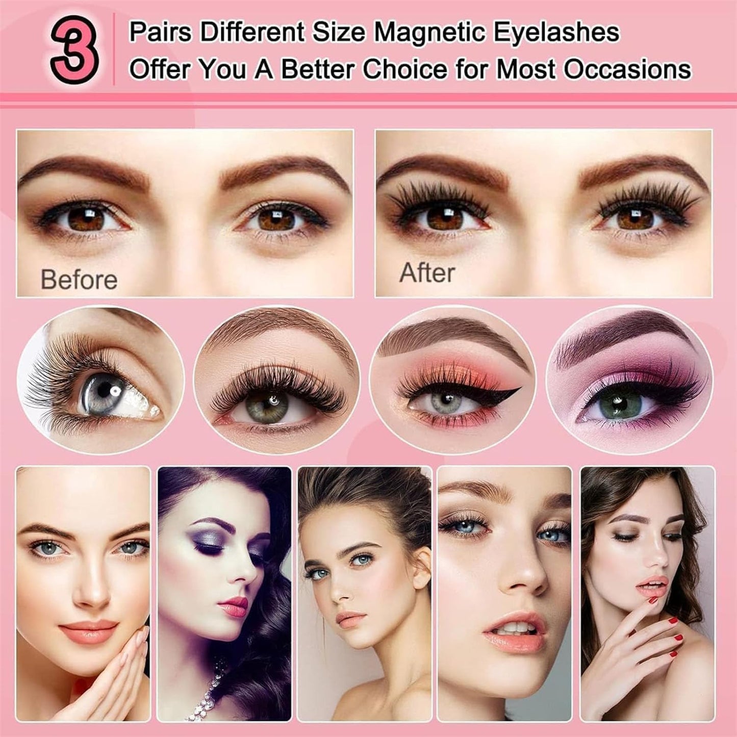 Giani Magnetic Lashes Kit, Flylash Magnetic Lashes with Applicator, Eyelashes Magnetic Lashes with Clamp, Magnetic Eyelashes Natural Look Easy, Quick, Safe (Fuller)