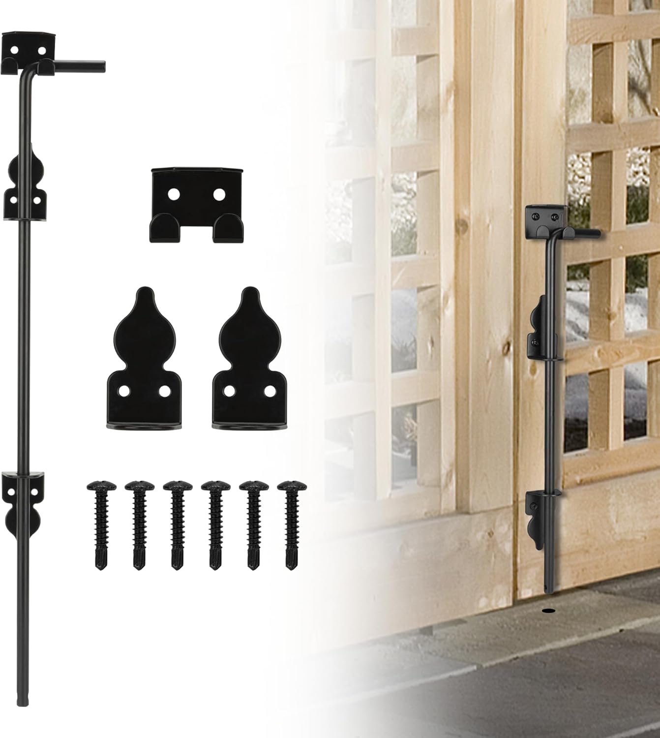 24" Heavy Duty Cane Bolt Gate Drop Rod for Vinyl Gate Latch, Cane Bolts for Gates for Wood PVC Vinyl Metal Fences Gates-1 Pack