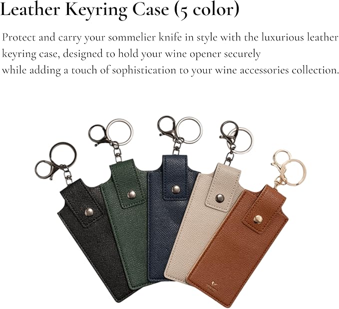 Professional Waiters Corkscrew - Wood Grapevine Pattern Sommelier Knife Wine Key with Ergonomic Rubber Grip, Beer Bottle Opener and Foil Cutter (Only Opener (without Keyring))