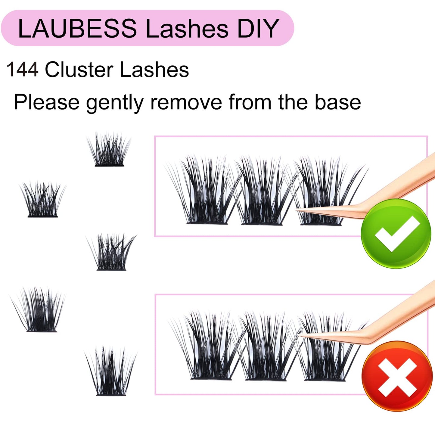 Eyelash Clusters LAUBESS Lash Clusters Individual Lashes Cluster Eyelash Extensions DIY at Home Waterproof Cluster Lashes (20D-0