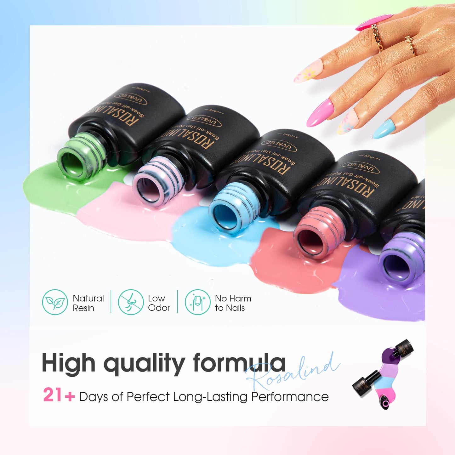 ROSALIND 80 PCS Gel Polish Set with 5PCS Top Coat and Base Coat