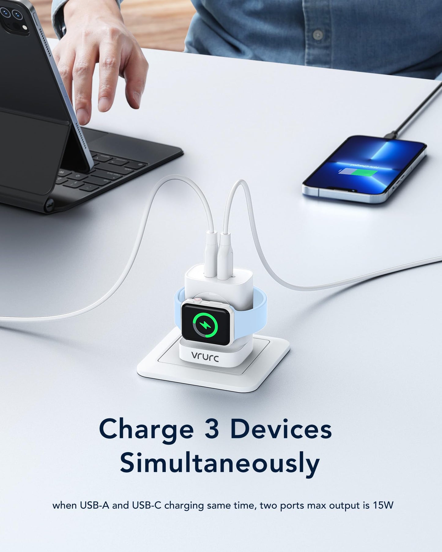 Vrurc Charger For Apple Watch, Usb C Wall Charging Block For Iphone, 20W Fast Charging,Foldable Plug Travel Charger Stand For Iw