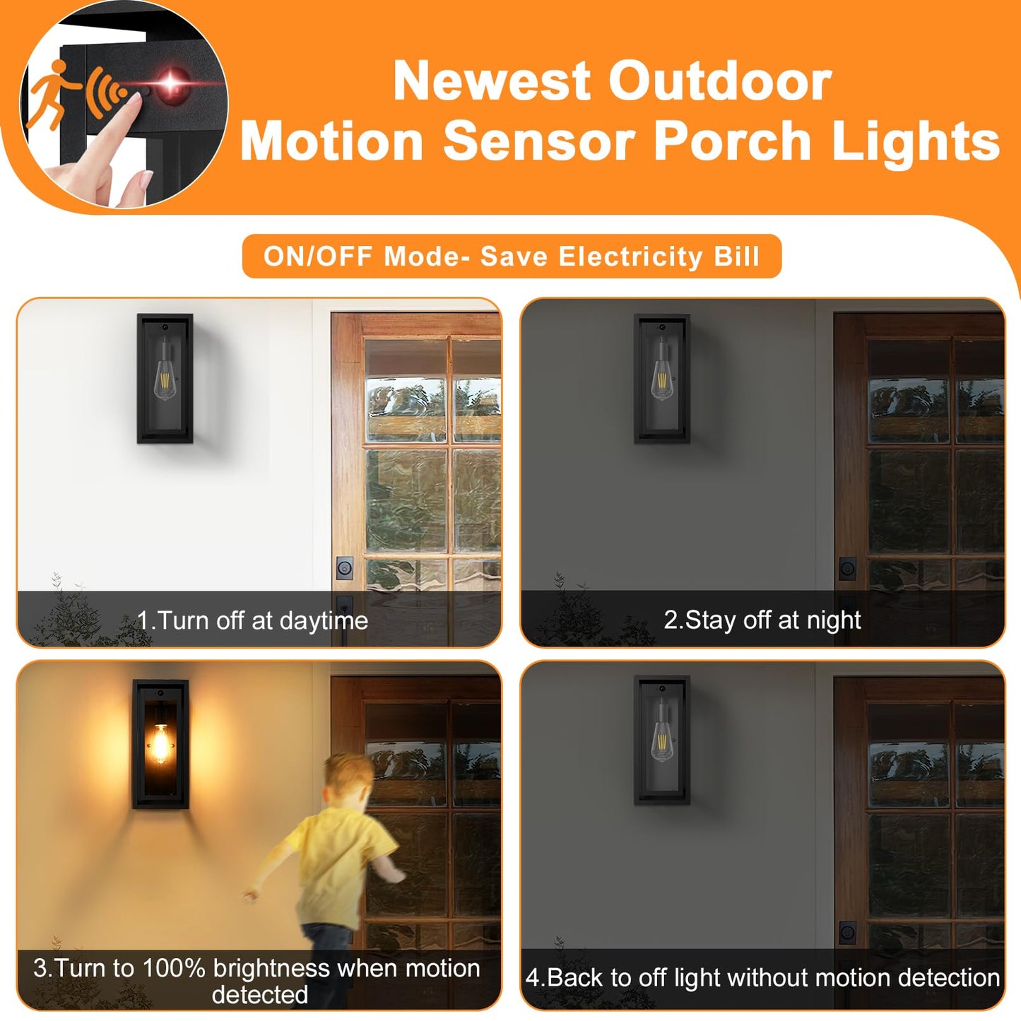 Slypadan 15 Large Outdoor Wall Lights  Dusk To Dawn Motion Sensor Outdoor Lights  Waterproof Anti-Rust Wall Sconces  Exterior Lighting Fixtures For Front Door  Porch  Garage  1 Pack