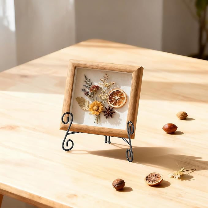 Easel Stand, 8 Inch Plate Stand, 2 Pack Metal Plate Holder for Display, Iron Plate Stands for Picture Frame Record Album Collectibles