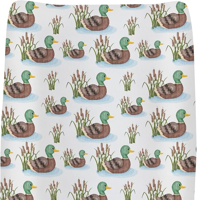 Cute Mallard Ducks Pond Changing Pad Covers for Baby Girl Boy Hunting Duck Season Fitted Change Table Cover Mats Wild Duck Reef Lake Soft Diaper Changing Table Sheets 32''×16''